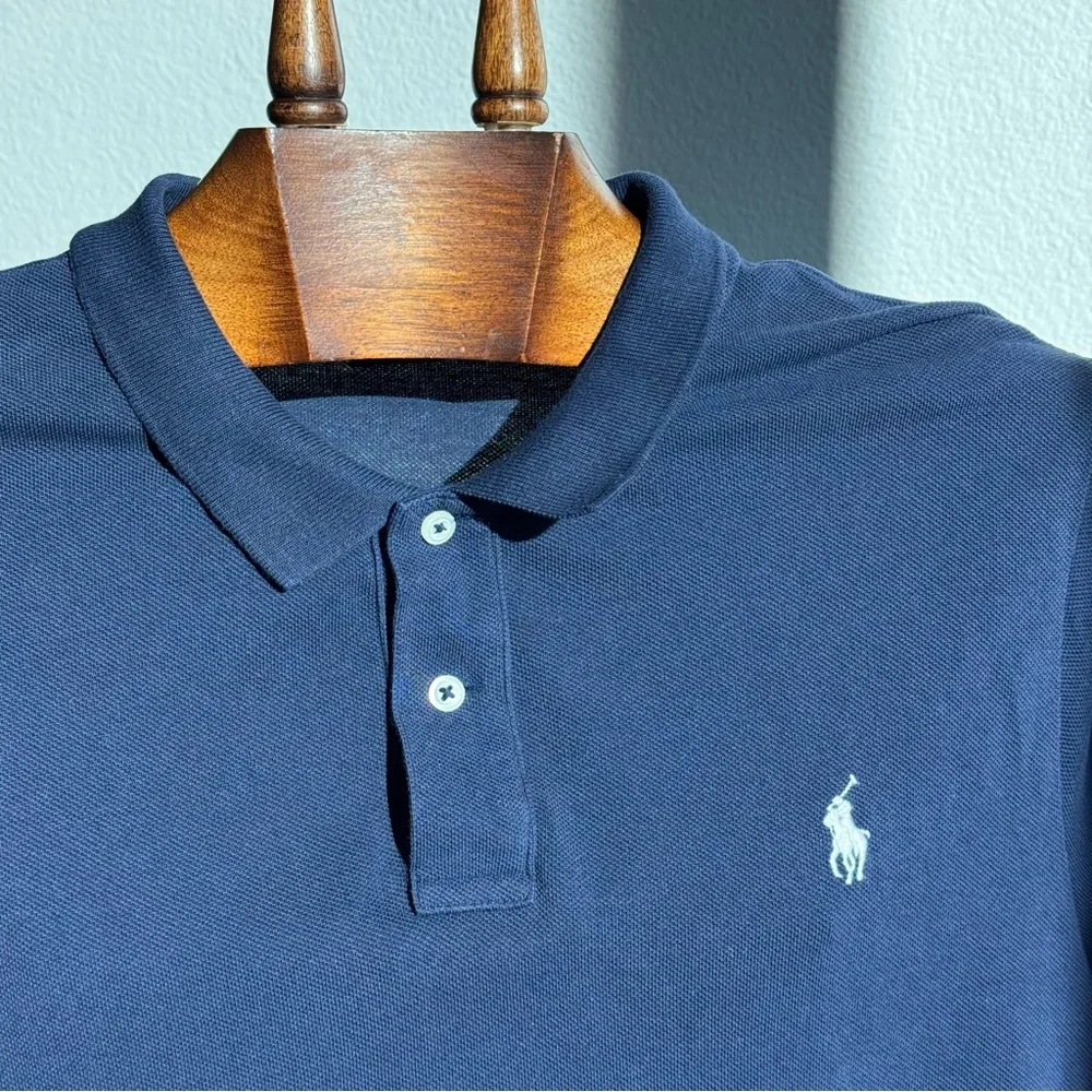 Polo Ralph Lauren Men’s Navy Polo Shirt XL Skinny Fit Cotton Pony Classic Preppy
